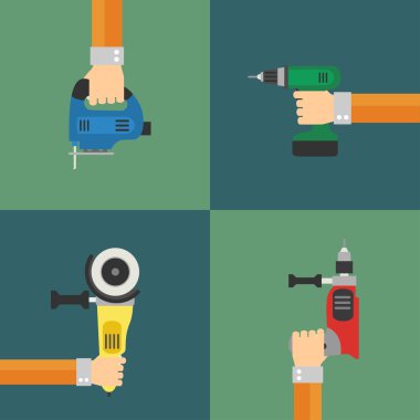 Güç araçları vektör, düz tasarım stili