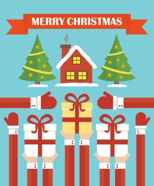 Neşeli Noel modern düz tasarım
