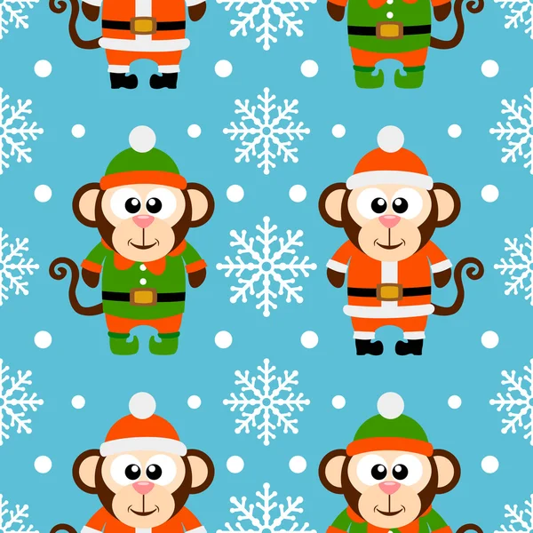 New Year seamless card with monkeys — Stock Vector