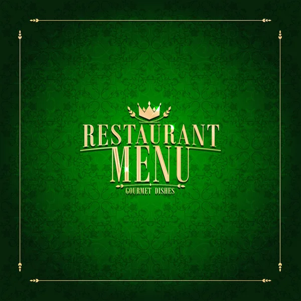 Menú del restaurante, tarjeta verde vintage — Vector de stock