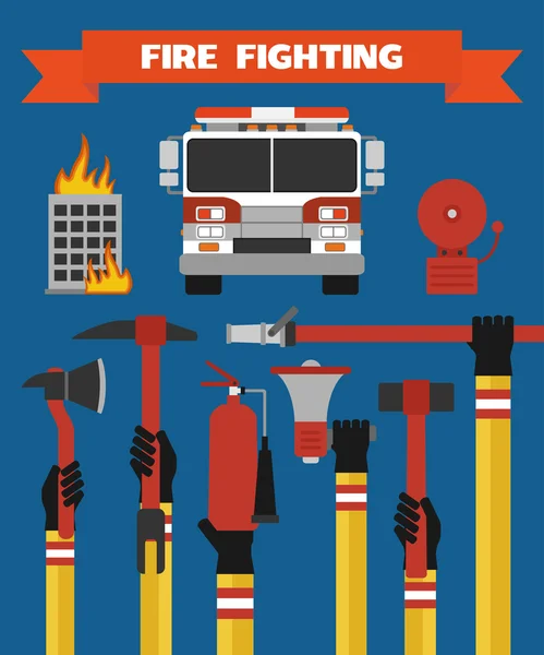 Tűz harci tervezési koncepció lapos illusztráció — Stock Vector