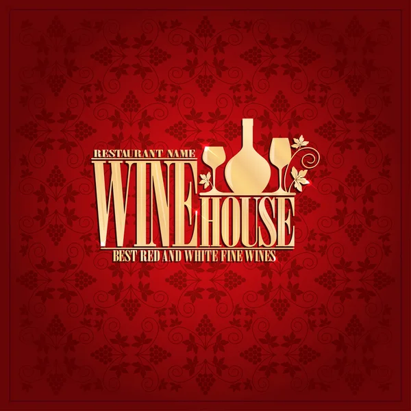 Maison de vin Vintage carte de conception — Image vectorielle