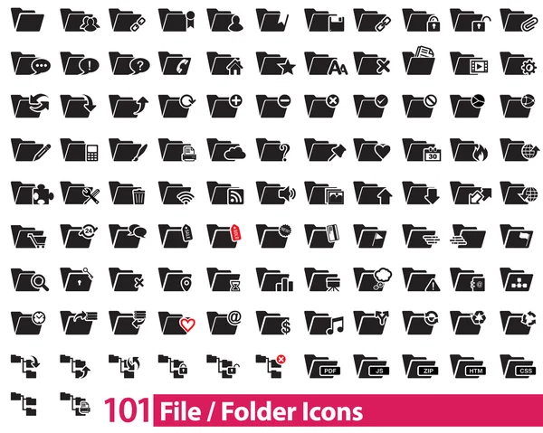 101 Iconos vectoriales de archivos y carpetas — Vector de stock