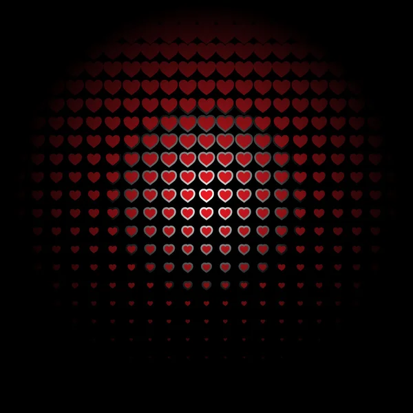 シームレスな明るい抽象ラジオ赤いハートの背景 — ストックベクタ