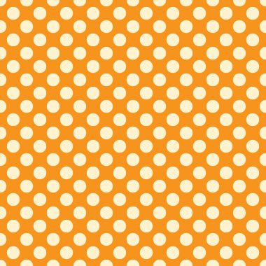 Seamless vector light polka dots pattern on orange background clipart