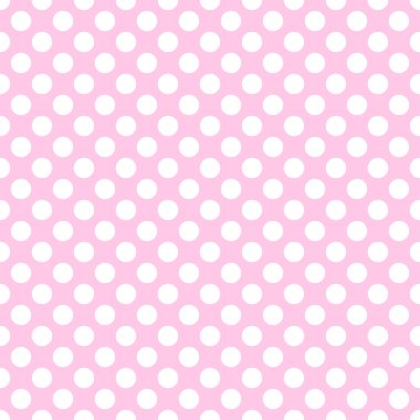 Seamless vector white polka dots pattern on pink background clipart