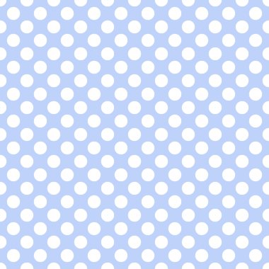 Seamless vector white polka dots pattern on light blue background clipart