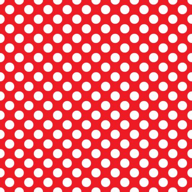 Seamless vector white polka dots pattern on red background clipart