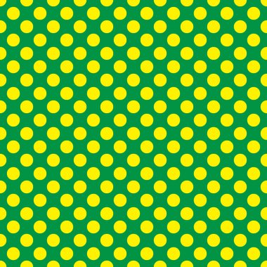 Seamless vector yellow polka dots pattern on green background clipart