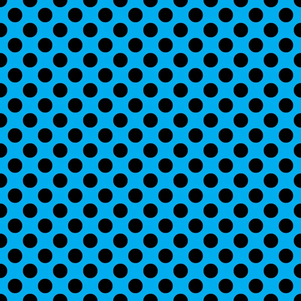 Naadloze vector zwarte polka dots patroon op neon blauwe achtergrond — Stockvector