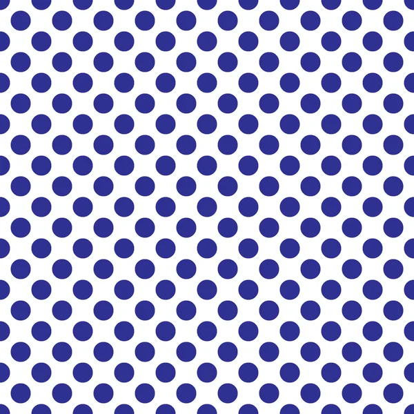 Seamless vector blue polka dots pattern on white background — Stock Vector