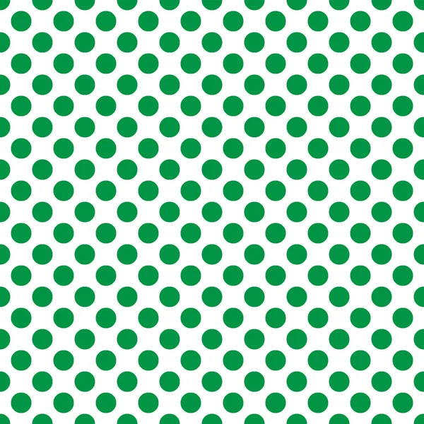 Naadloze vector groene polka dots patroon op witte achtergrond — Stockvector