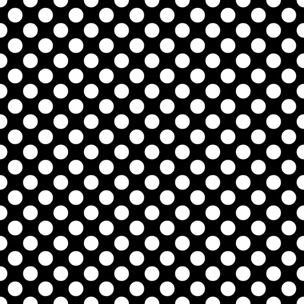 Seamless vector white polka dots pattern on black background — Stock Vector