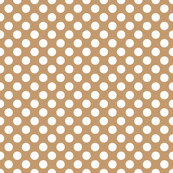 Seamless vector white polka dots pattern on brown background — Stock Vector