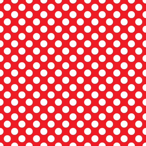 Naadloze vector witte polka dots patroon op rode achtergrond — Stockvector