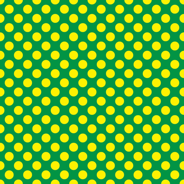 Бесшовный векторный желтый горошек рисунок точек на зеленом фоне
