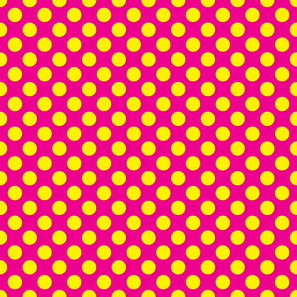 Padrão de pontos de polka amarelo vetor sem costura no fundo rosa —  Vetores de Stock