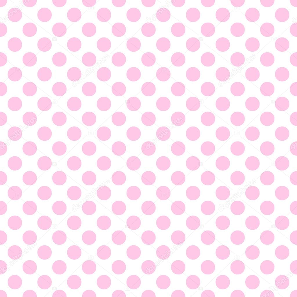 Seamless vector baby pink polka dots pattern on white background