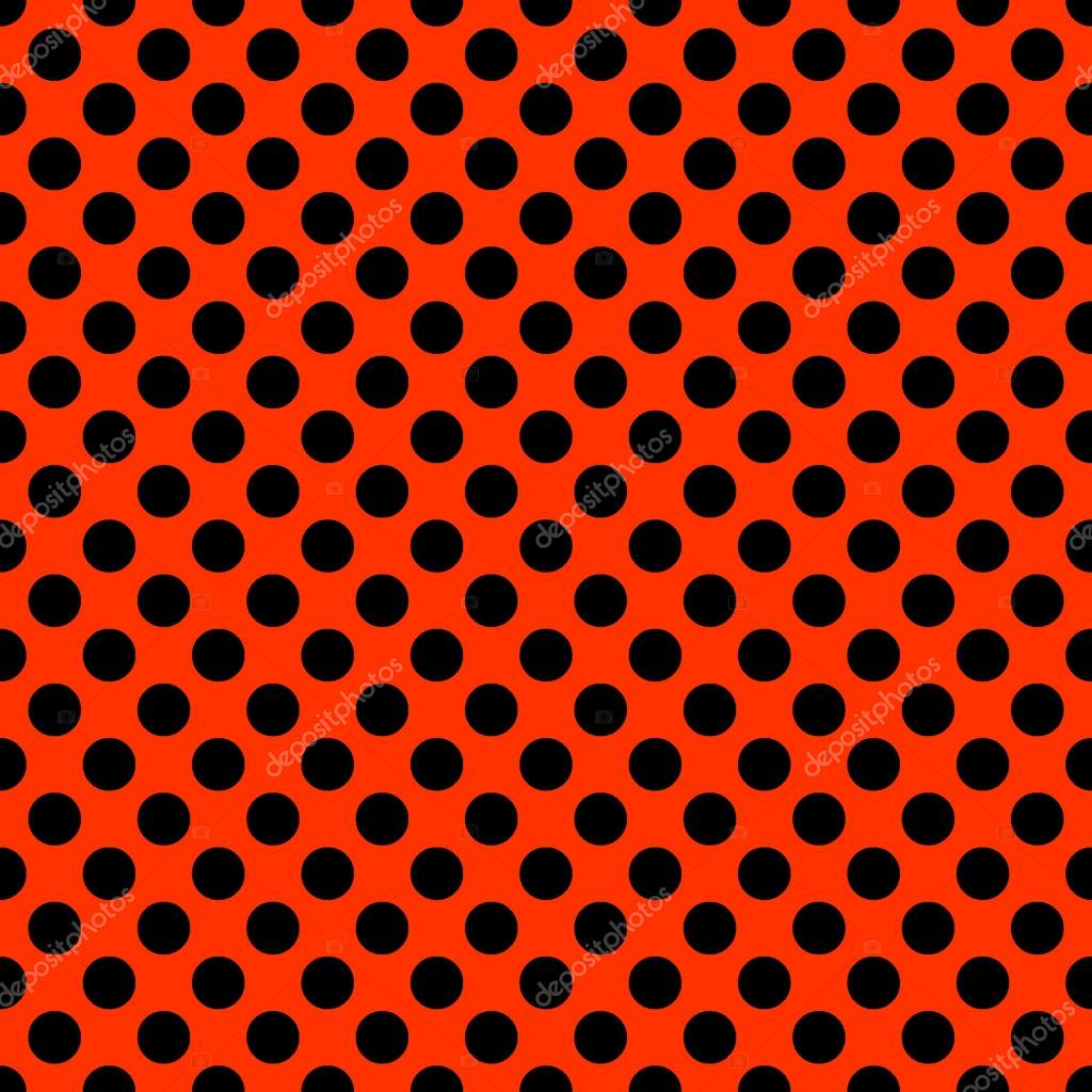 Seamless Vector Black Polka Dots Pattern On Red Background