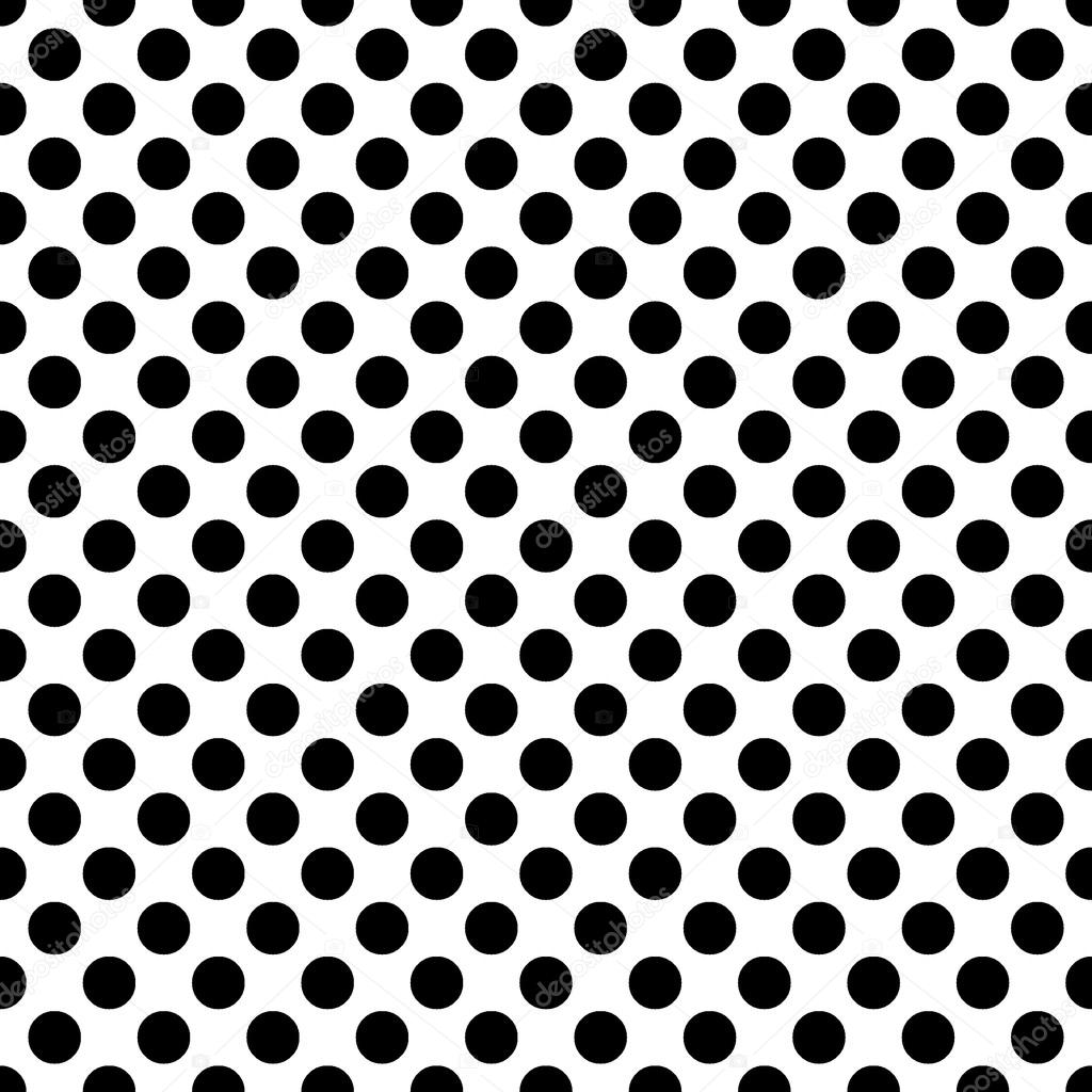 Seamless vector black polka dots pattern on white background