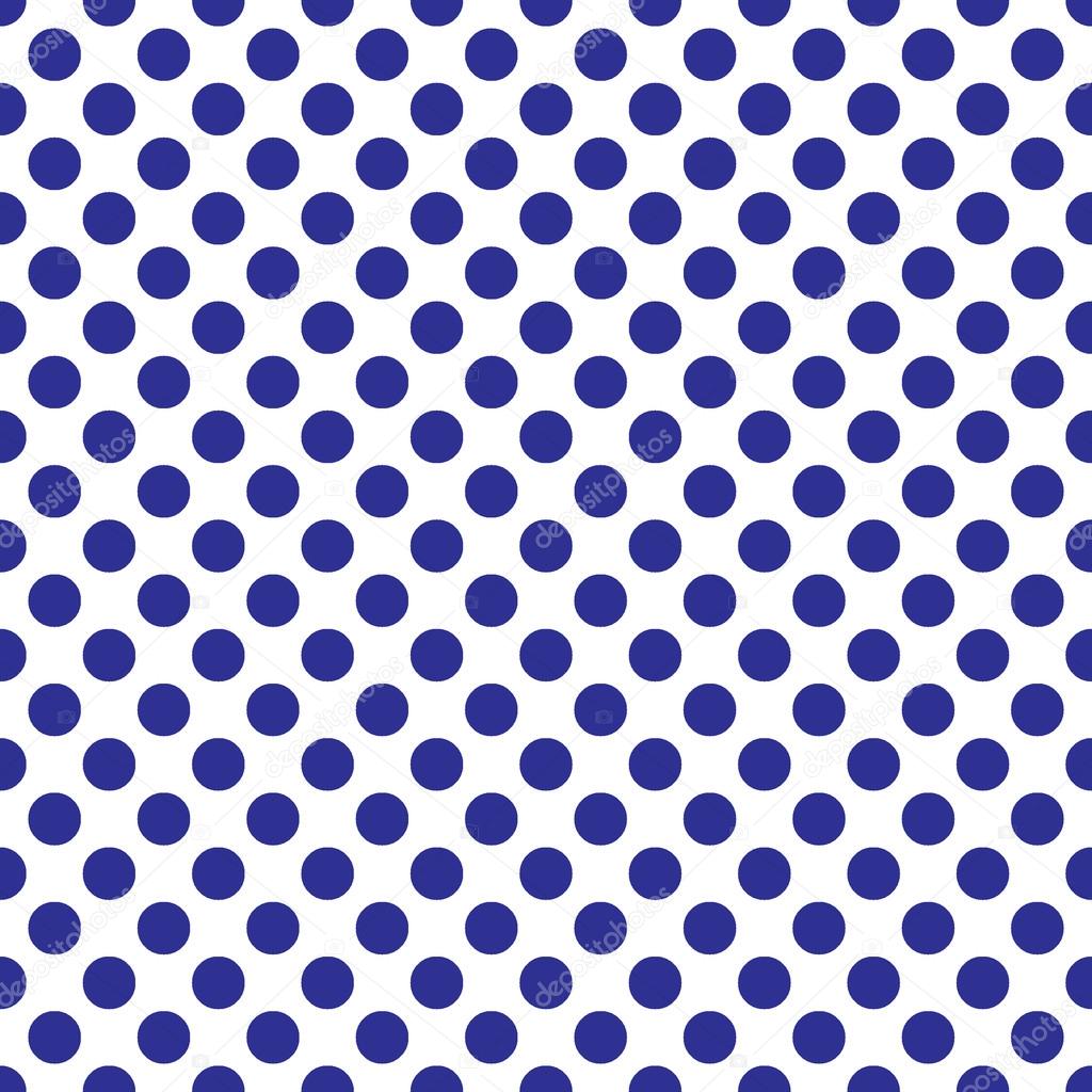 Seamless vector blue polka dots pattern on white background