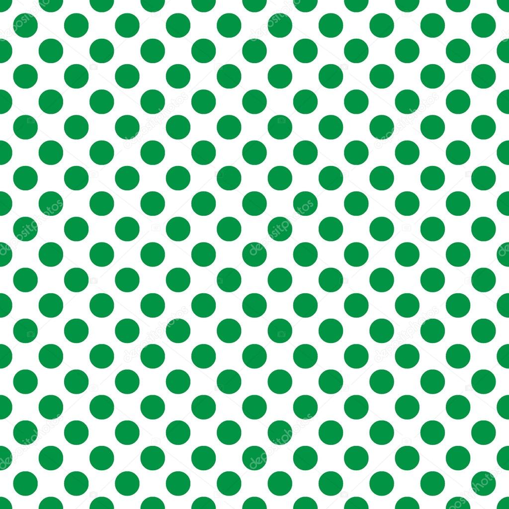 Seamless vector green polka dots pattern on white background