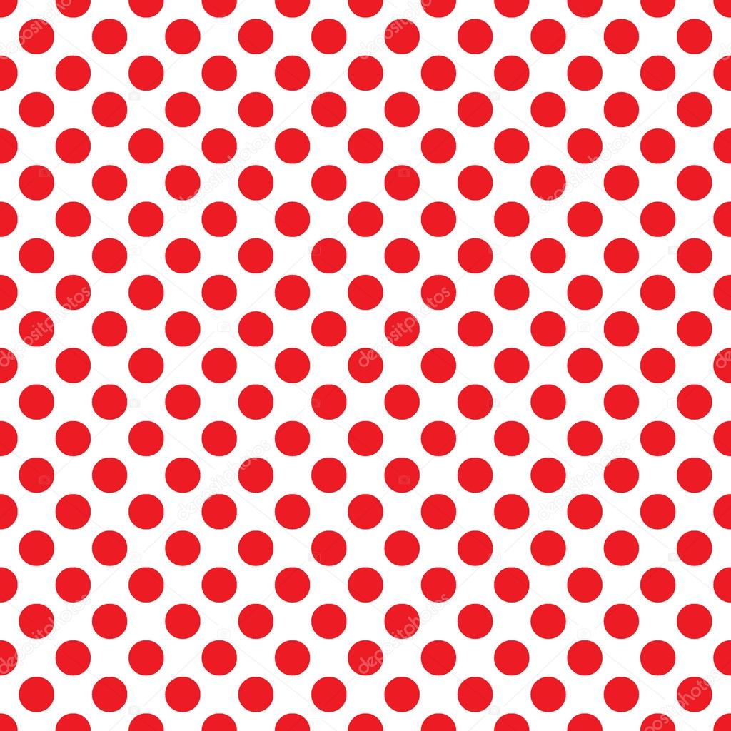 Seamless Vector Red Polka Dots Pattern On White Background Stock