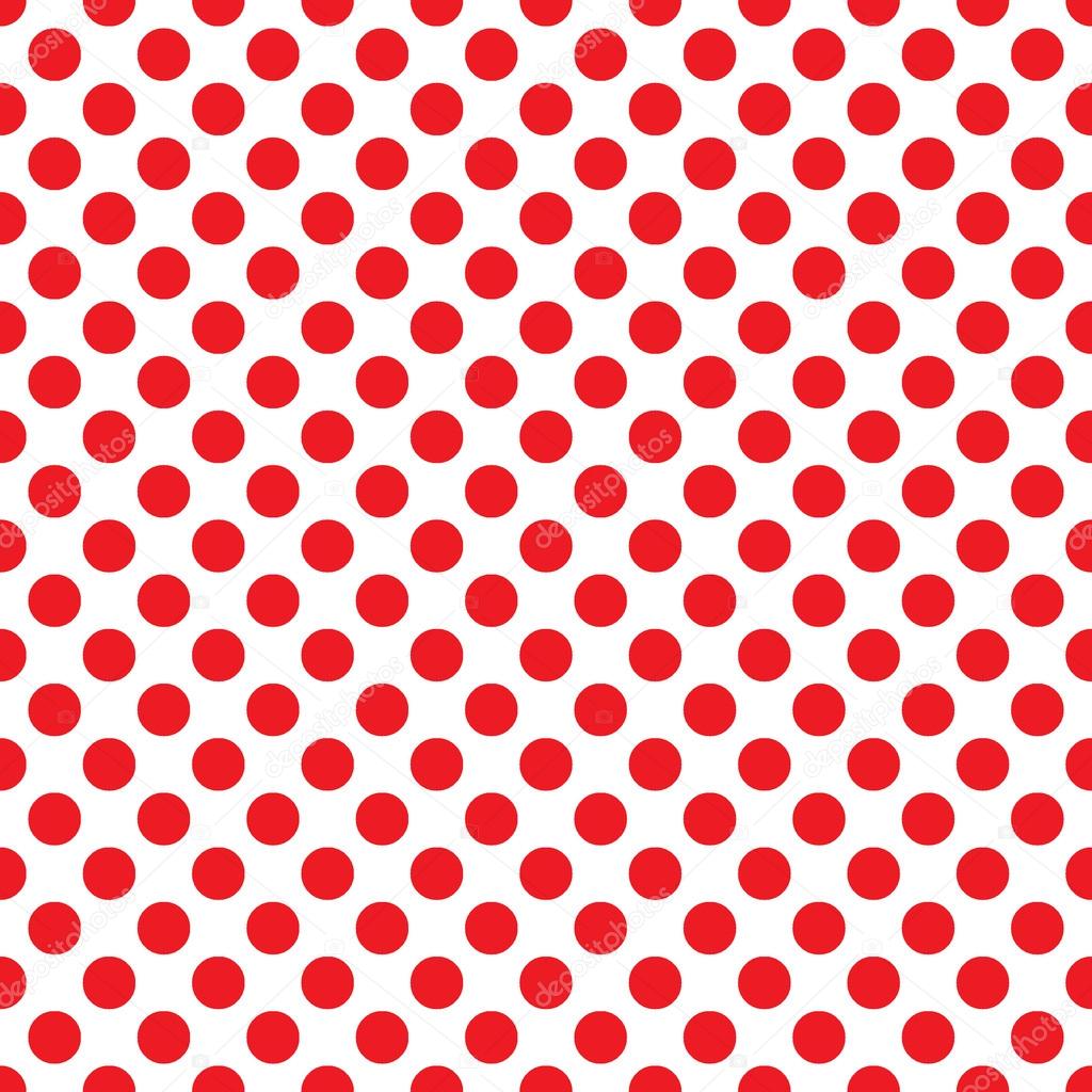 Seamless vector red polka dots pattern on white background