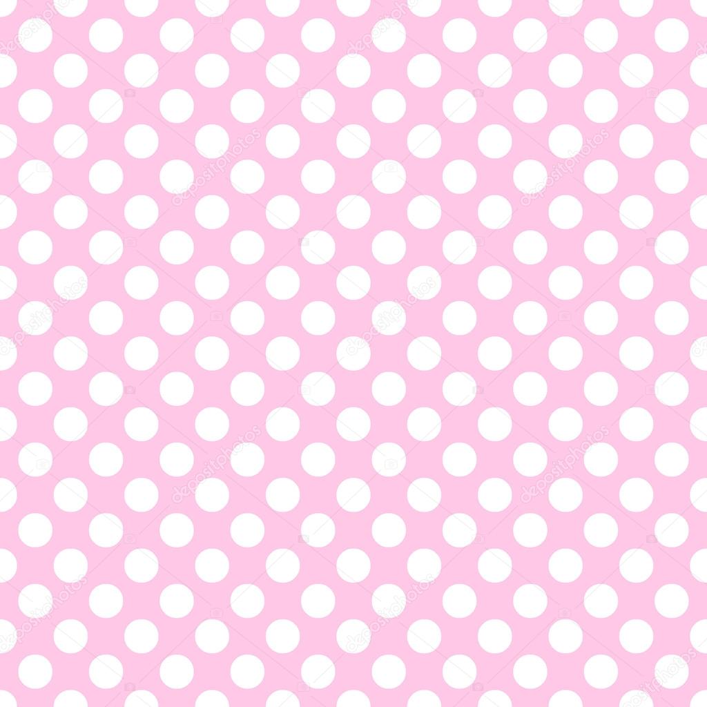Seamless vector white polka dots pattern on pink background