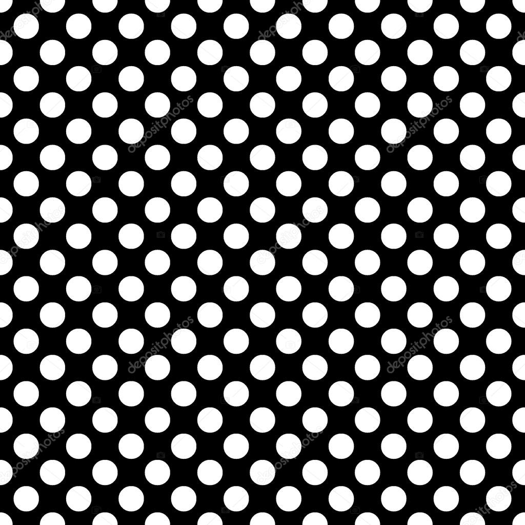 Seamless vector white polka dots pattern on black background