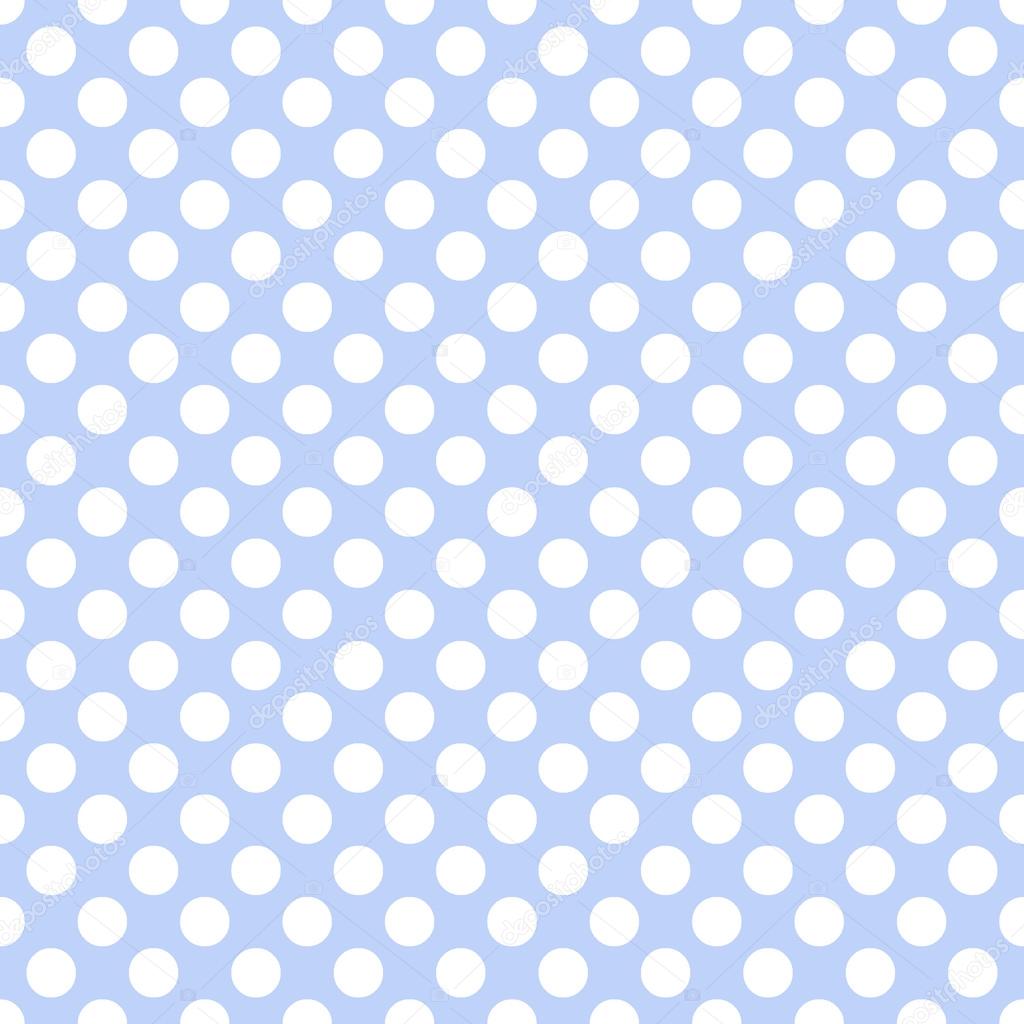 Seamless vector white polka dots pattern on light blue background