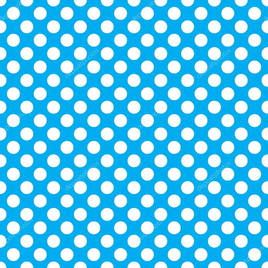 Seamless vector white polka dots pattern on neon blue background