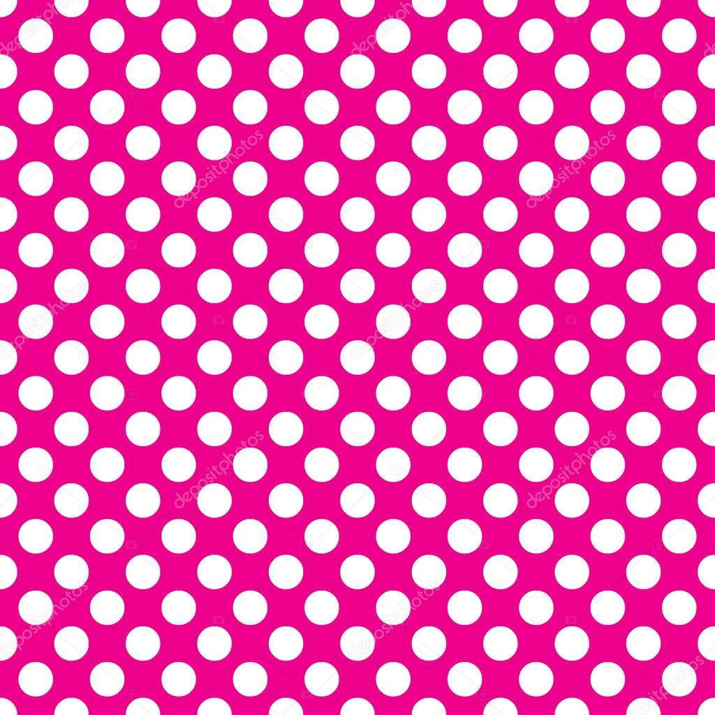 Seamless vector white polka dots pattern on pink background