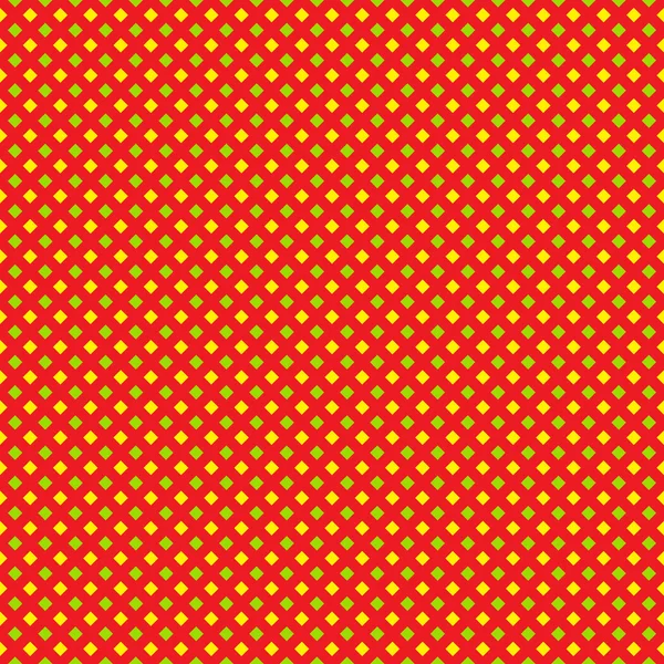 Patrón de cajas verdes amarillas sin costuras en base roja — Archivo Imágenes Vectoriales