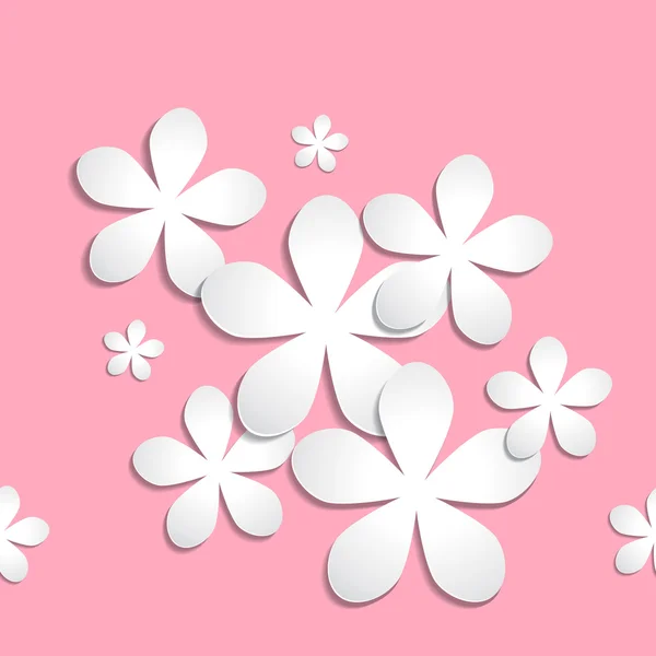 Modèle de vecteur de fleur de papier 3d abstrait sur fond rose bébé — Image vectorielle