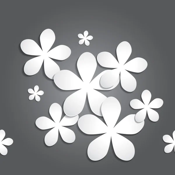 Abstrakt 3d papper blomma vektor mönster på grå tonad bakgrund — Stock vektor