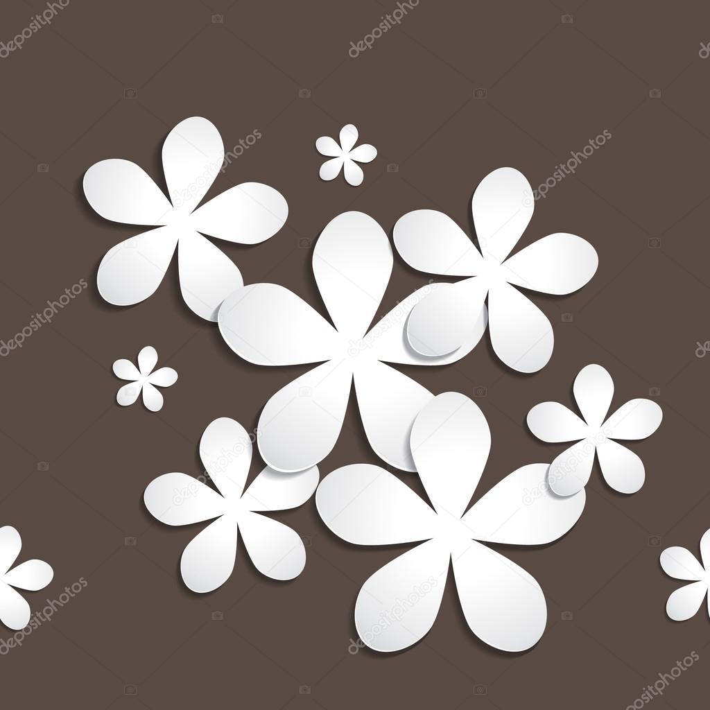 Abstract 3d paper flower vector pattern on dark background