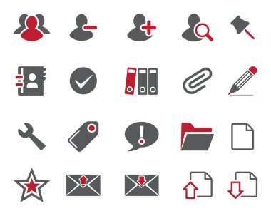 Stock Vector maroon grey web and office icons in high resolution.