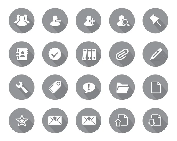 Stock Vector grey rounded web and office icons with shadow in high resolution. — Stockvector