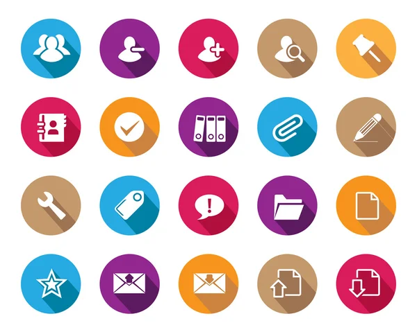 Stock Vector colourful rounded web and office icons with shadow in high resolution.