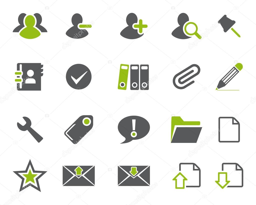 Stock Vector green grey web and office icons in high resolution.