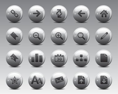 3d grey balls Stock Vector web and office icons with shadow in high resolution.