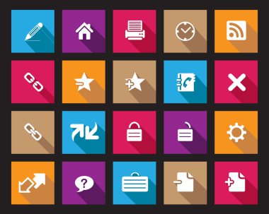 Stock Vector colourful Square shaded web and office icons in high resolution.