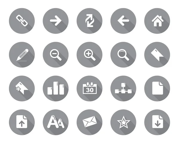 Stock Vector grey rounded web and office icons with shadow in high resolution. — Stok Vektör