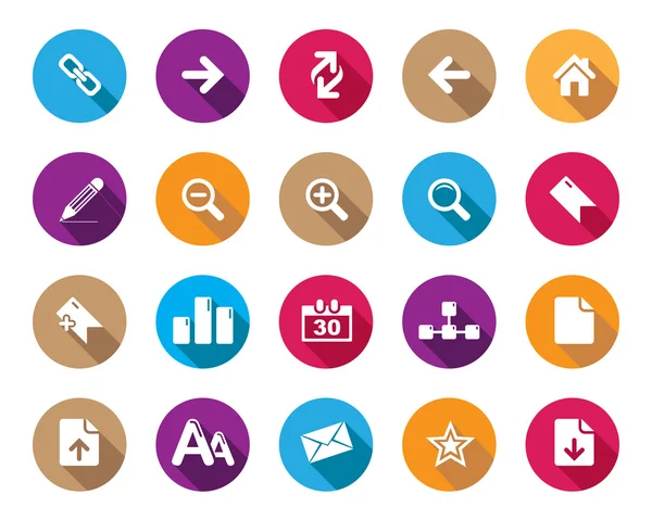 Stock Vector colourful rounded web and office icons with shadow in high resolution. — 스톡 벡터