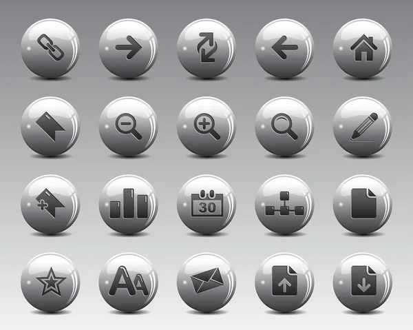 3d grey balls stock vektor web und office icons mit Schatten in hoher Auflösung. — Stockvektor