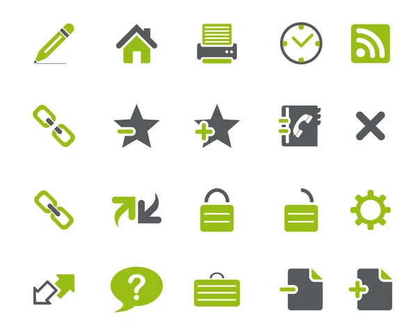 Stock Vector verde web gris e iconos de oficina en alta resolución . — Vector de stock