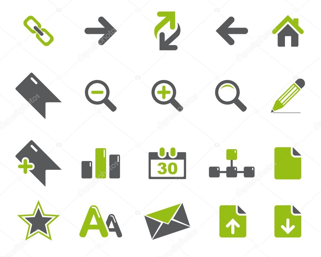 Stock Vector green grey web and office icons in high resolution.