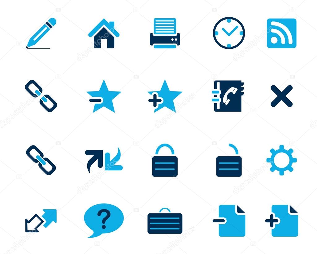 Stock Vector blue web and office icons in high resolution.
