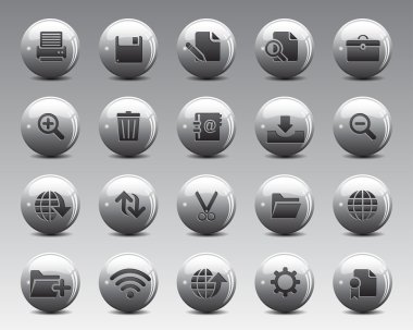 3d Grey Balls Stock Vector web and office icons with shadow in high resolution.